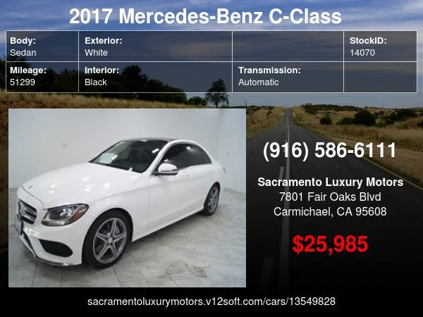 2017 Mercedes-Benz C-Class C 300 AMG C300 LOADED WARRANNTY FINANCING... for sale in Carmichael, CA – photo 24