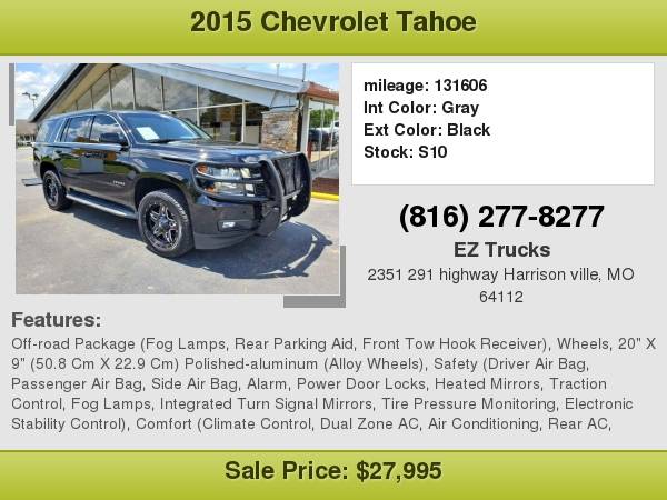 2015 CHEVROLET TAHOE 4WD 4DR LT Awesome Rates for sale in Harrisonville, MO