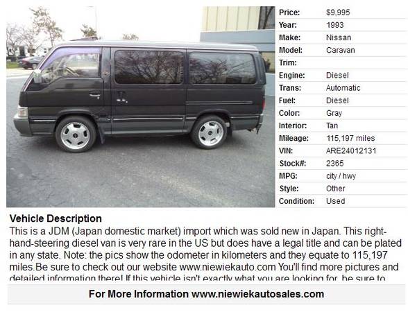 1993 Nissan Caravan stk 2365 - - by dealer - vehicle for sale in Grand Rapids, MI – photo 2