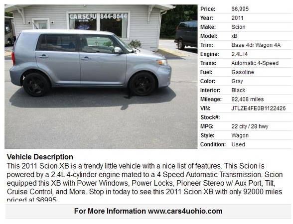 2011 Scion XB with 92k Miles - - by dealer - vehicle for sale in Hamilton, OH – photo 2