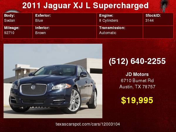 2011 Jaguar XJL Xj L *( Supercharged 470 Horses )* SC for sale in Austin, TX – photo 24