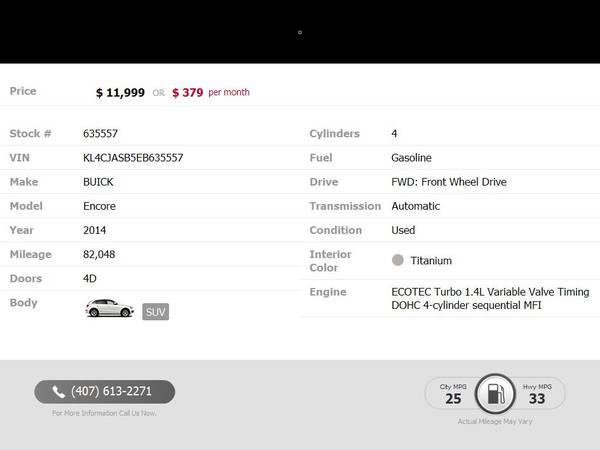 2014 Buick Encore SLT SUV NO CREDIT CHECK for sale in Maitland, FL – photo 2