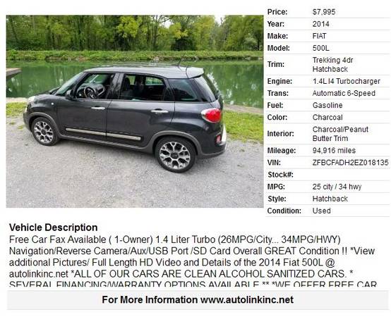 2014 Fiat 500L Trekking, Turbo, Navigation, , 1 Own/NO Acc !! Exc !... for sale in Spencerport, NY – photo 2