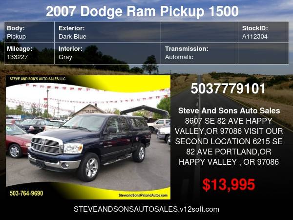 2007 Dodge Ram Pickup 1500 SLT - - by dealer - vehicle for sale in Happy valley, OR – photo 24