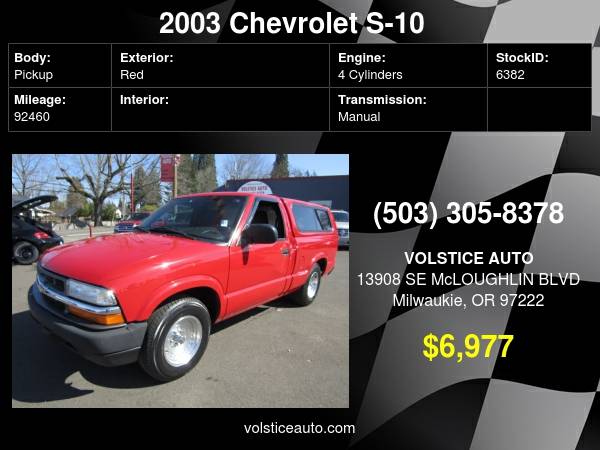 2003 Chevrolet S-10 Reg Cab RED 5SPD MANUAL RUNS AWESOME ! - cars for sale in Milwaukie, OR