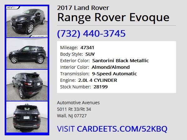 2017 Land Rover Range Rover Evoque, Santorini Black Metallic - cars for sale in Wall, NJ – photo 22