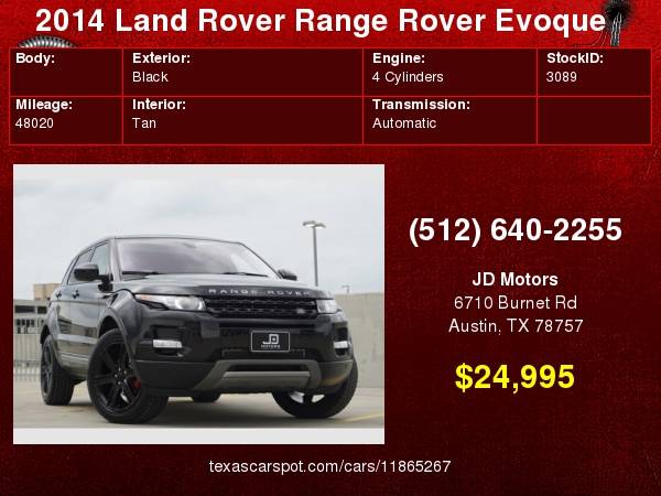 2014 Land Rover Range Rover Evoque *(( 47k Miles & Loaded ))* for sale in Austin, TX – photo 24