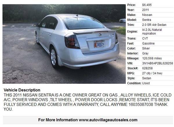 2011 NISSAN SENTRA. ONE OWNER for sale in Dracut, MA – photo 7