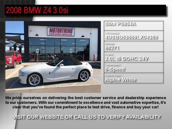 !P5854A- 2008 BMW Z4 3.0si Get Approved Online! 08 convertible -... for sale in Cashion, AZ – photo 2
