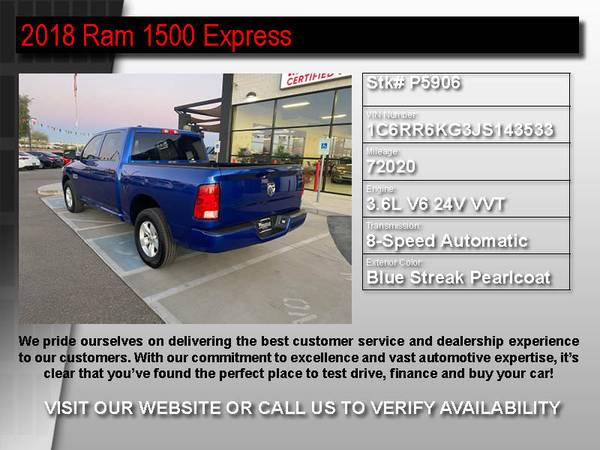 !P5906- 2018 Ram 1500 Express We work with ALL CREDIT! 18 truck -... for sale in Cashion, AZ – photo 2