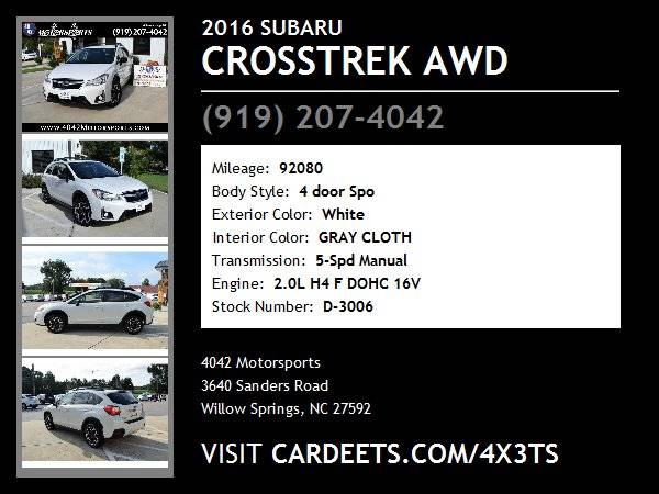 2016 SUBARU CROSSTREK AWD 5 SPEED BT BACKUP CAM 30MPG! - cars &... for sale in Willow Springs, NC – photo 22