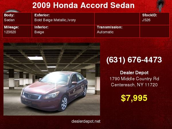 2009 Honda Accord Sedan 4dr I4 Auto EX-L for sale in Centereach, NY