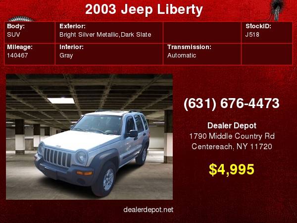 2003 Jeep Liberty 4dr Sport 4WD for sale in Centereach, NY