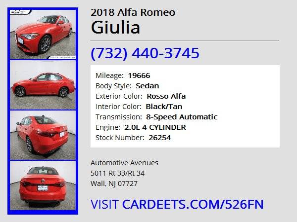 2018 Alfa Romeo Giulia, Rosso Alfa - - by dealer for sale in Wall, NJ – photo 22