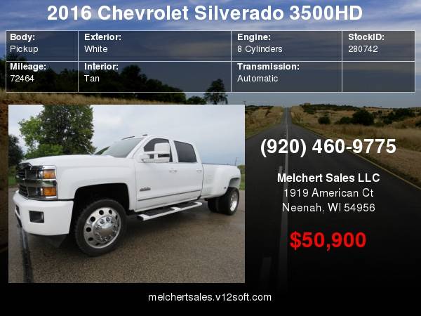 2016 CHEVROLET 3500HD CREW HIGH COUNTRY DRW DURAMAX 4WD MOON DVD NAV... for sale in Neenah, WI – photo 24