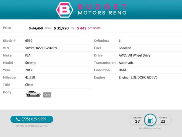 2017 KIA *Sorento* SUV $31,990 for sale in Reno, NV – photo 2