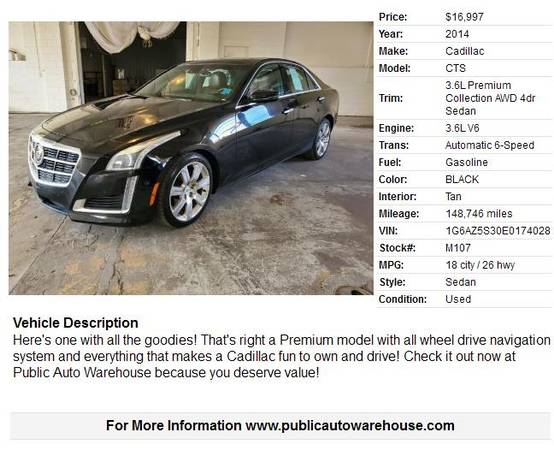 2014 CADILLAC CTS PREMIUM COLLECTION - AWD! - - by for sale in Pekin, IL – photo 3