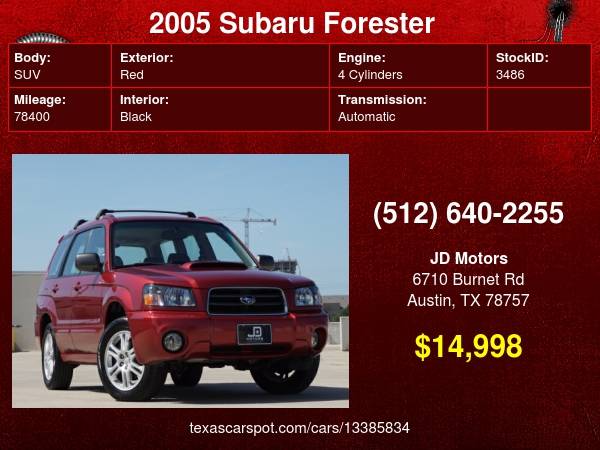2005 Subaru Forester 2.5XT *(( Turbo XT * STI Engine Wagon ))* 1... for sale in Austin, TX – photo 24