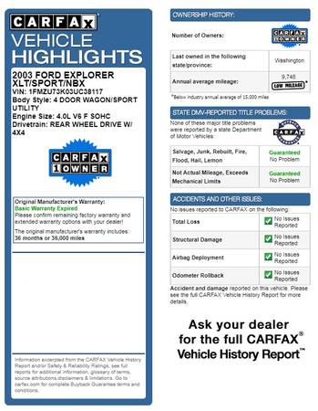 2003 FORD EXPLORER XLT 4WD . THIRD SEAT ----- NO ONE BEATS OUR PRICES for sale in Kirkland, WA – photo 21