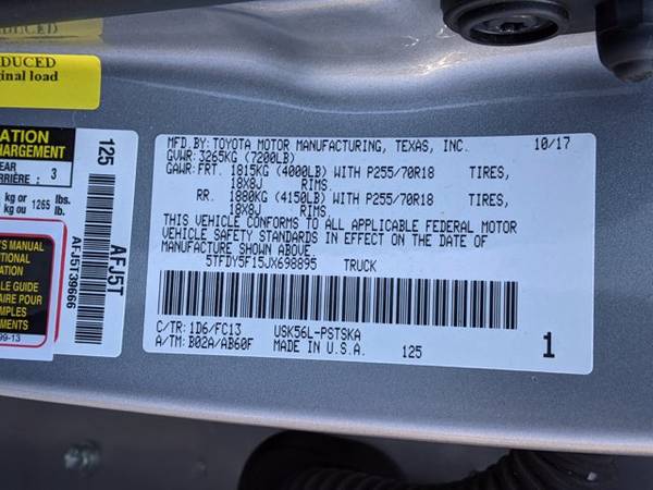 2018 Toyota Tundra 4WD SR5 4x4 4WD Four Wheel Drive SKU: JX698895 for sale in Frisco, TX – photo 20
