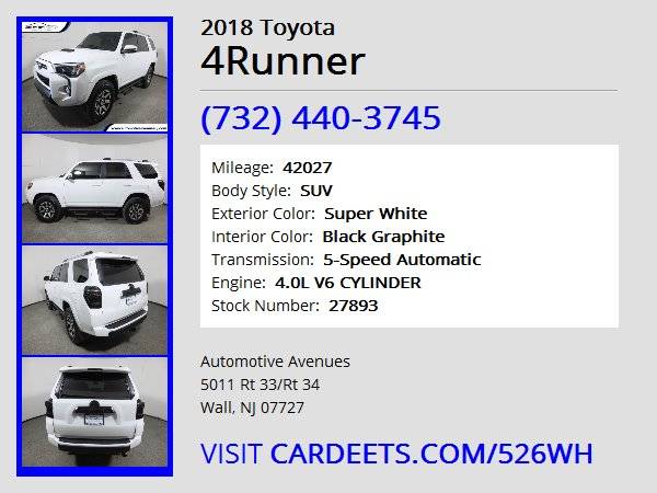 2018 Toyota 4Runner, Super White - - by dealer for sale in Wall, NJ – photo 22