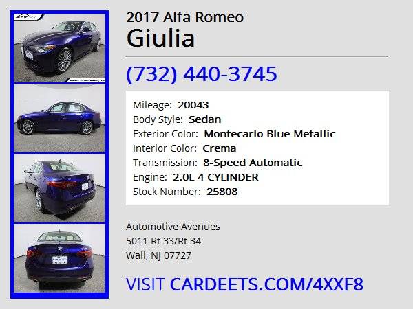 2017 Alfa Romeo Giulia, Montecarlo Blue Metallic - cars & trucks -... for sale in Wall, NJ – photo 22