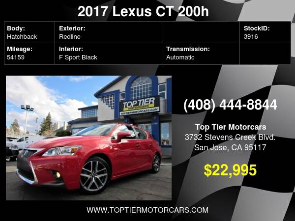 2017 Lexus CT 200h Base 4dr Hatchback - - by dealer for sale in San Jose, CA – photo 2
