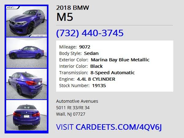 2018 BMW M5, Marina Bay Blue Metallic for sale in Wall, NJ – photo 22
