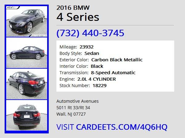 2016 BMW 4 Series, Carbon Black Metallic for sale in Wall, NJ – photo 22