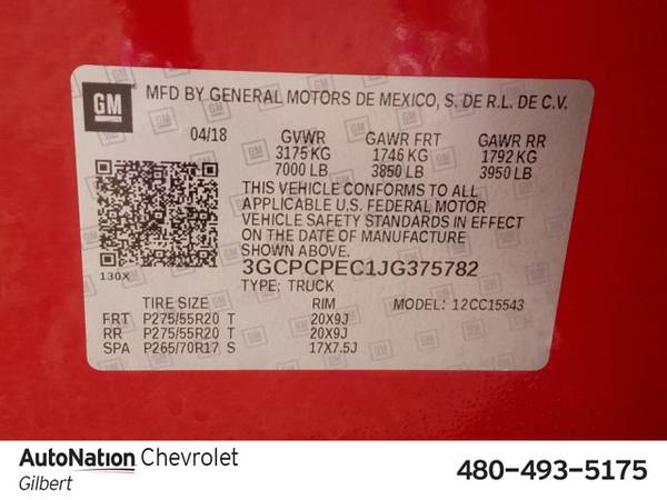2018 Chevrolet Silverado 1500 Custom SKU:JG375782 Crew Cab for sale in Gilbert, AZ – photo 24