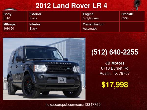 2012 Land Rover LR-4 ( Triple Black LR 4 ) LR4 w/3rd Row for sale in Austin, TX – photo 24