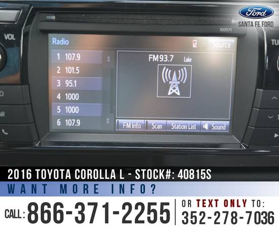 ‘16 Toyota Corolla L *** Cruise Control, Touchscreen, Bluetooth ***... for sale in Alachua, FL – photo 13