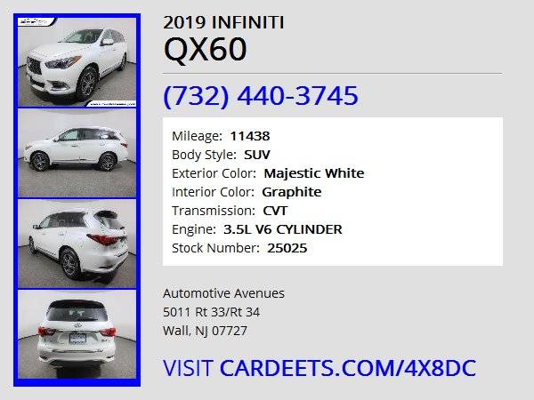 2019 INFINITI QX60, Majestic White - cars & trucks - by dealer -... for sale in Wall, NJ – photo 22