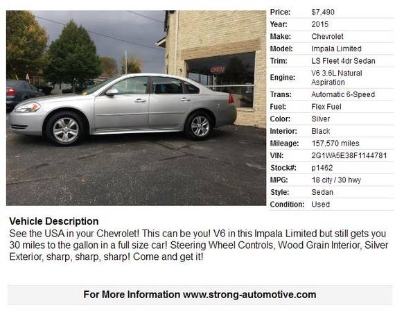 2015 Chevrolet Impala Limited LS Fleet 4dr Sedan - cars & trucks -... for sale in WATERTOWN, IL – photo 19