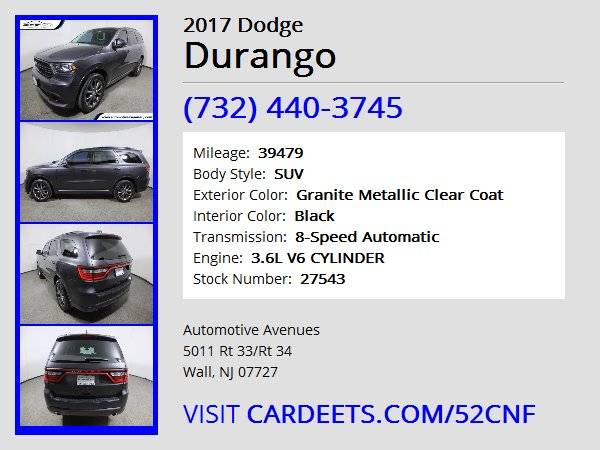2017 Dodge Durango, Granite Metallic Clear Coat - - by for sale in Wall, NJ – photo 22