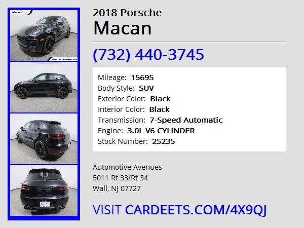 2018 Porsche Macan, Black - cars & trucks - by dealer - vehicle... for sale in Wall, NJ – photo 22