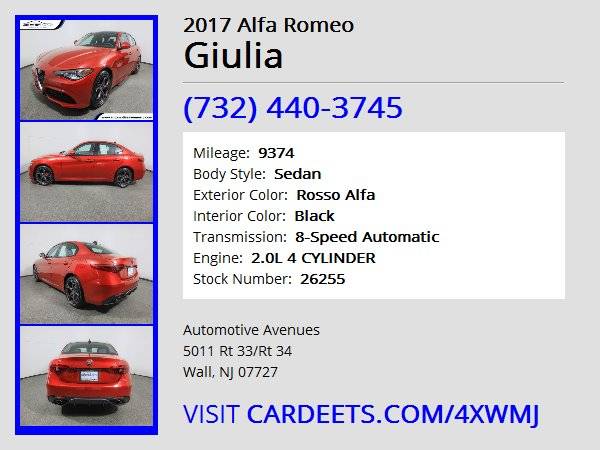 2017 Alfa Romeo Giulia, Rosso Alfa - cars & trucks - by dealer -... for sale in Wall, NJ – photo 22