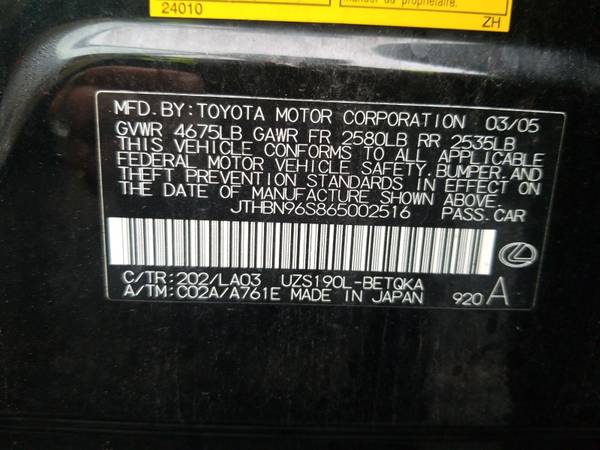 2006 LEXUS GS 430 4DR SDN REAR WHEEL DRIVE 8 CYLINDER ENGINE GS430 -... for sale in Brooklyn, NY – photo 3