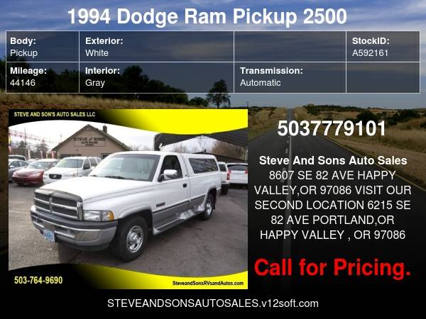 1994 Dodge Ram Pickup 2500 Laramie SLT 2dr Standard Cab LB - cars & for sale in Happy valley, OR – photo 16