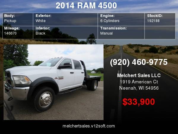 2014 DODGE RAM 4500 CREW CAB CHASSIE DRW 6.7L CUMMINS AISIN 4WD PTO for sale in Neenah, WI – photo 14