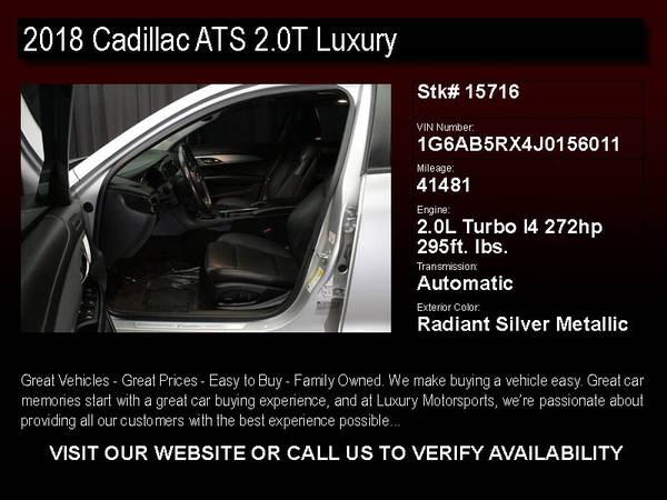 *15716- 2018 Cadillac ATS 2.0T Luxury Clean CARFAX w/BU Cam and Nav... for sale in Austin, AZ – photo 2