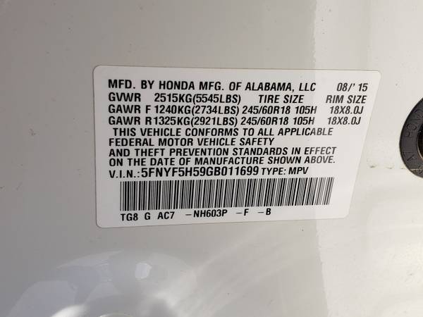 2016 Honda Pilot EX-L suv White for sale in Jonesboro, AR – photo 21