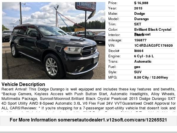 2015 DODGE DURANGO SXT CALL/TEXT D for sale in Somerset, WI – photo 24