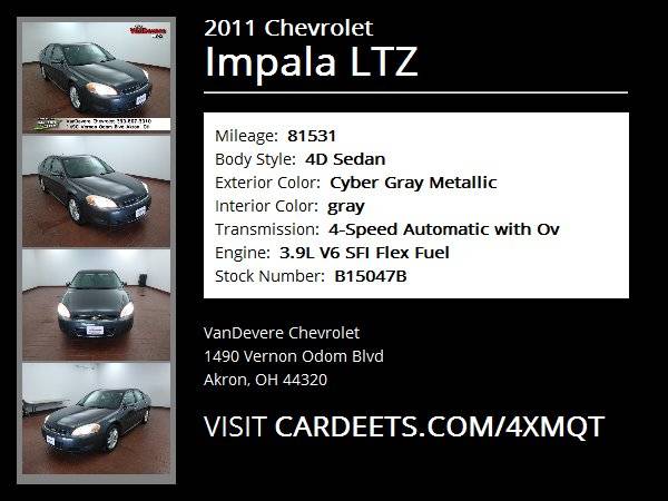 2011 Chevrolet Impala LTZ, Cyber Gray Metallic - cars & trucks - by... for sale in Akron, OH – photo 22