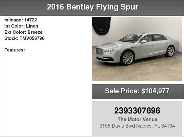2016 Bentley Flying Spur 4dr Sdn V8 - cars & trucks - by dealer -... for sale in Naples, FL – photo 24