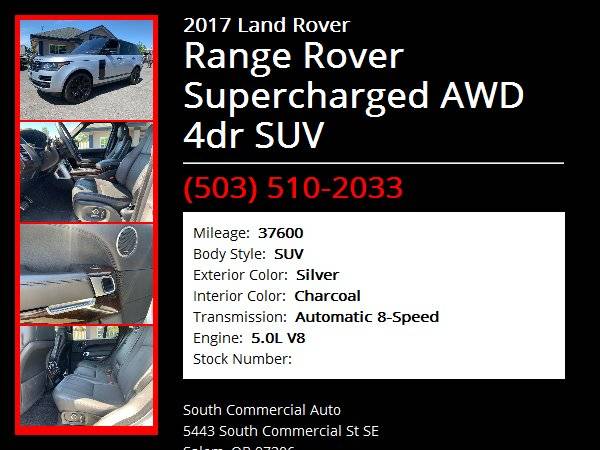 2017 LAND ROVER RANGE ROVER SUPERCHARGED AWD V8 LIKE NEW! - cars & for sale in Salem, OR – photo 16