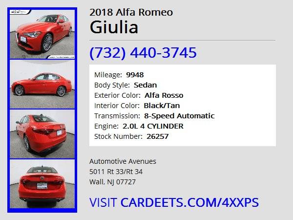 2018 Alfa Romeo Giulia, Alfa Rosso - cars & trucks - by dealer -... for sale in Wall, NJ – photo 22