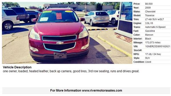 2009 Chevrolet Traverse LT 4dr SUV w/2LT 173073 Miles - cars &... for sale in Portage, WI – photo 2