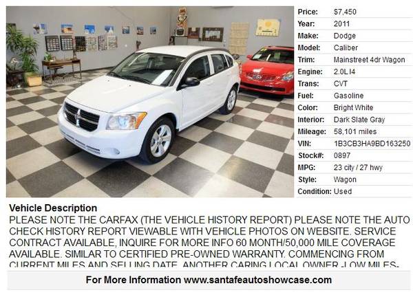 ★2011 Dodge Caliber Mainstreet 4dr Wagon 58101 Miles★ - cars &... for sale in Santa Fe, NM – photo 2