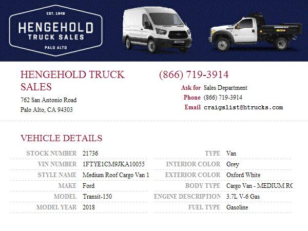2018 Ford Transit-150 Cargo Van - MEDIUM ROOF 130" WB - SLIDING SIDE D for sale in SF bay area, CA – photo 24
